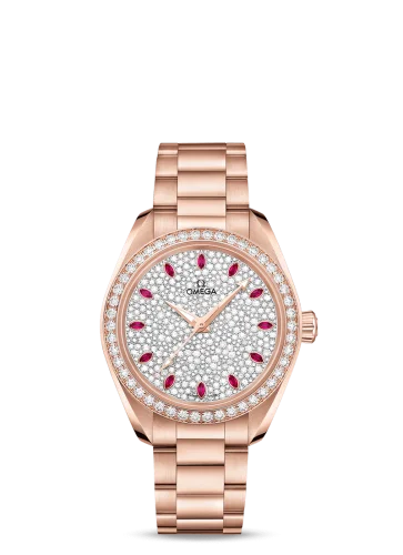 Omega - 220.55.34.20.99.001 Seamaster Aqua Terra 150M Master Chronometer 34 Sedna Gold / Diamond / Snow Ruby / Bracelet