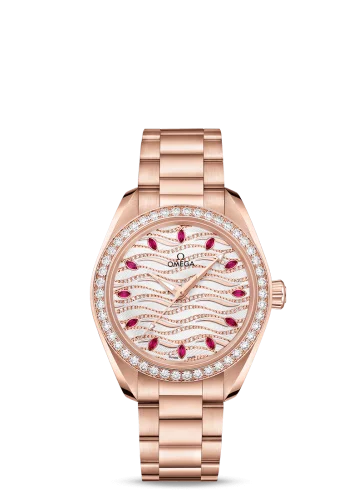 Omega - 220.55.34.20.99.004 Seamaster Aqua Terra 150M Master Chronometer 34 Sedna Gold / Diamond / Wave Ruby / Bracelet