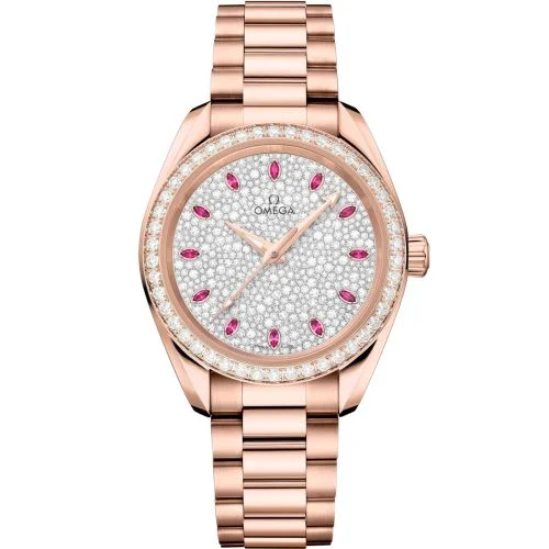 Omega - 220.55.34.20.99.007 Seamaster Aqua Terra 150M Master Chronometer 34 Sedna Gold / Diamond / Snow Ruby / Bracelet