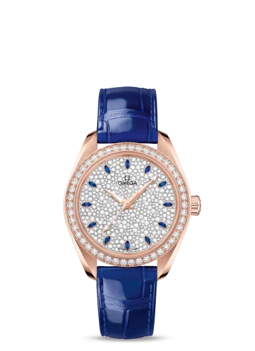 Omega - 220.58.34.20.99.002 Seamaster Aqua Terra 150M Master Chronometer 34 Sedna Gold / Diamond / Snow Sapphire / Alligator
