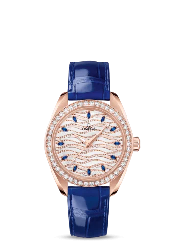 Omega - 220.58.34.20.99.005 Seamaster Aqua Terra 150M Master Chronometer 34 Sedna Gold / Diamond / Wave Sapphire / Alligator