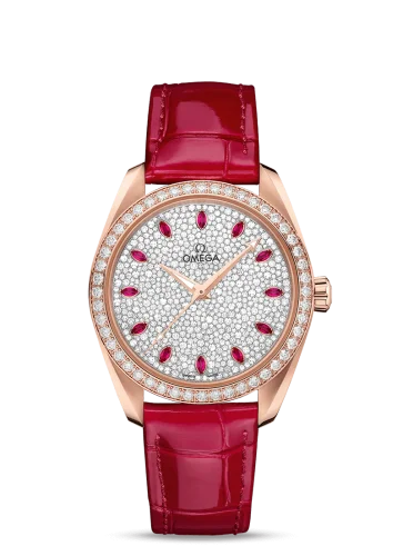 Omega - 220.58.38.20.99.001 Seamaster Aqua Terra 150M Master Chronometer 38 Sedna Gold / Diamond / Snow Ruby / Alligator