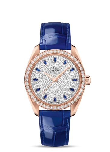 Omega - 220.58.38.20.99.002 Seamaster Aqua Terra 150M Master Chronometer 38 Sedna Gold / Diamond / Snow Sapphire / Alligator