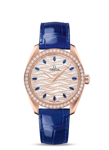 Omega - 220.58.38.20.99.005 Seamaster Aqua Terra 150M Master Chronometer 38 Sedna Gold / Diamond / Wave Sapphire / Alligator
