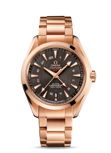 Omega Seamaster Aqua Terra 150M Co-Axial 43 GMT Red Gold / Grey / Bracelet