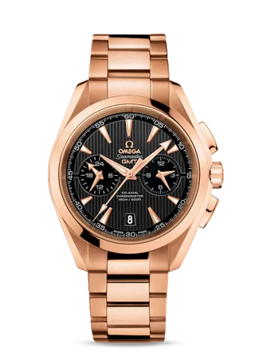 Omega Seamaster Aqua Terra 150M Co-Axial 43 GMT Chronograph Red Gold / Grey / Bracelet