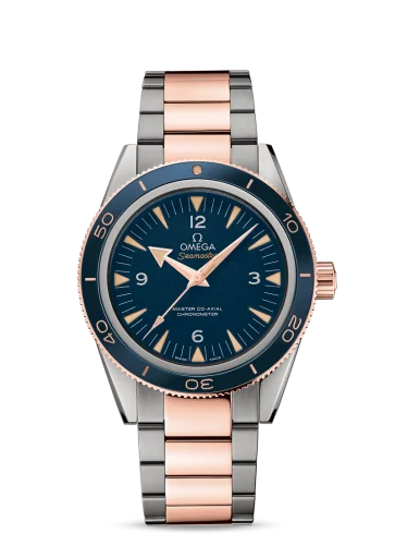 Omega - 233.60.41.21.03.001 Seamaster 300 Master Co-Axial Titanium / Sedna Gold / Blue / Bracelet