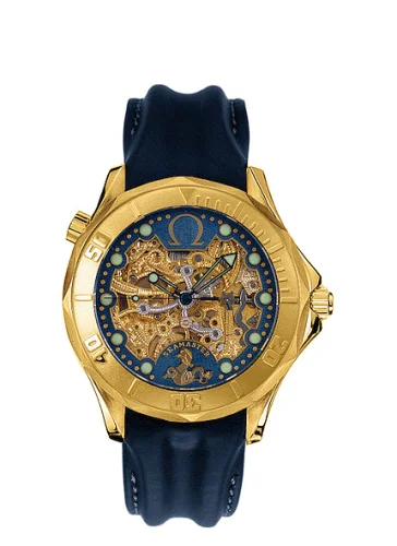 Omega - 2941.80.03 Seamaster Diver 300M Automatic 41 Yellow Gold / Skeleton / Leather / 50th Anniversary