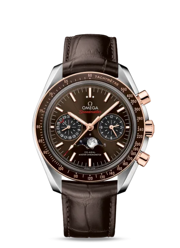 Omega - 304.23.44.52.13.001 Speedmaster Moonphase Chronograph Master Chronometer Stainless Steel / Sedna Gold  / Brown