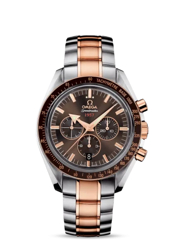 Omega - 321.90.42.50.13.001 Speedmaster Broad Arrow 1957 Stainless Steel / Red Gold / Brown / Bracelet