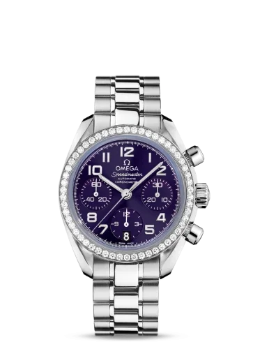 Omega Omega - 324.15.38.40.10.001 Speedmaster Date 38 Stainless Steel / Diamond / Purple / Bracelet