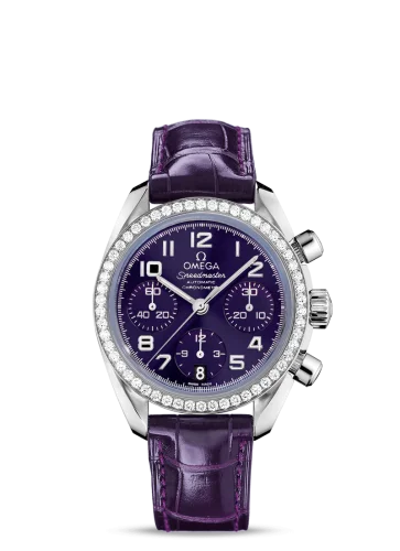 Omega Speedmaster Date 38 Stainless Steel / Diamond / Purple