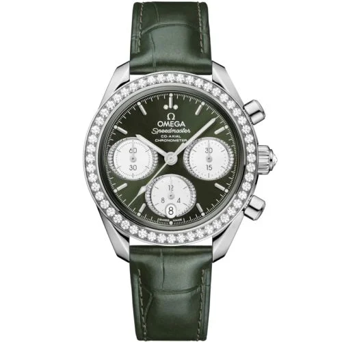 Omega - 324.18.38.50.60.001 Speedmaster Date 38 Stainless Steel - Diamond / Green / Bracelet
