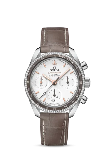 Omega - 324.38.38.50.02.001 Speedmaster Co-Axial 38 Stainless Steel / Diamond / Silver / Strap