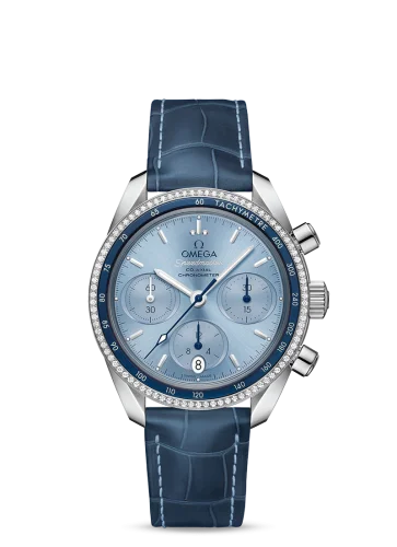 Omega - 324.38.38.50.03.001 Speedmaster Co-Axial 38 Stainless Steel / Diamond / Blue / Strap