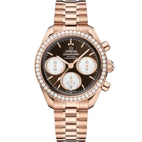 Omega - 324.55.38.50.63.001 Speedmaster Date 38 Sedna Gold - Diamond / Brown / Bracelet