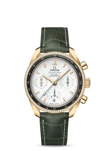 Omega - 324.68.38.50.02.004 Speedmaster Co-Axial 38 Yellow Gold / Diamond / Silver / Strap