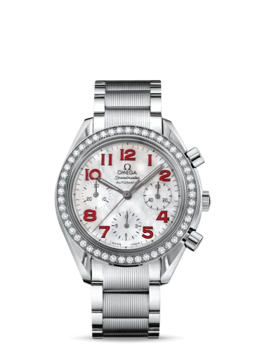 Omega - 3535.79.00 Speedmaster Reduced Ladies Stainless Steel / Diamond / MOP / Red / Bracelet
