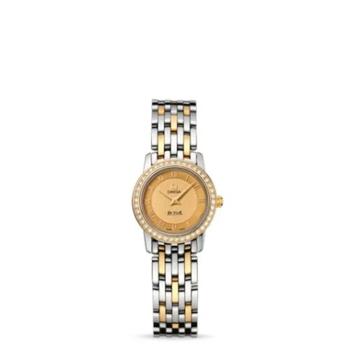 Omega - 413.25.22.60.08.001 De Ville Prestige Quartz 22 Stainless Steel / Yellow Gold / Diamond / Champagne / Bracelet