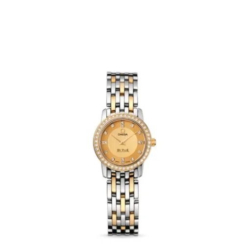 Omega - 413.25.22.60.58.001 De Ville Prestige Quartz 22 Stainless Steel / Yellow Gold / Diamond / Champagne / Bracelet