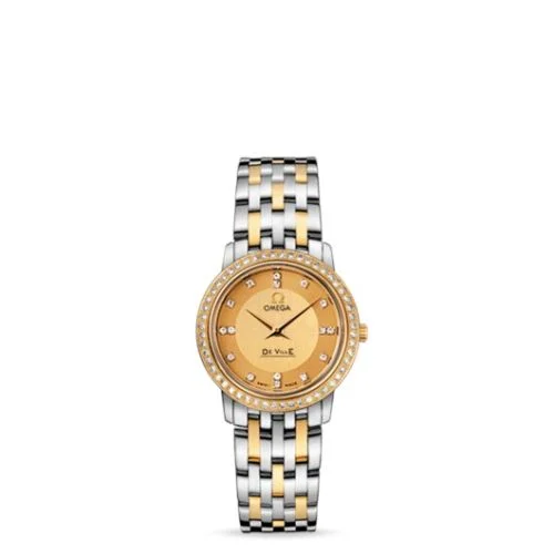 Omega - 413.25.27.60.58.001 De Ville Prestige Quartz 27 Stainless Steel / Yellow Gold / Diamond / Champagne / Bracelet