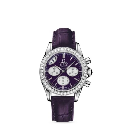Omega - 422.18.35.50.10.001 De Ville Co-Axial 35 Chronograph Stainless Steel Diamond / Purple / Strap