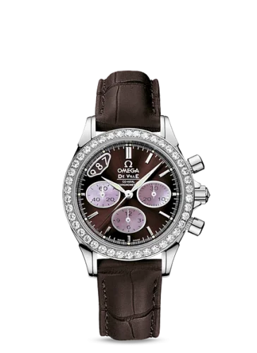 Omega - 422.18.35.50.13.001 De Ville Co-Axial 35 Chronograph Stainless Steel Diamond / Brown / Strap