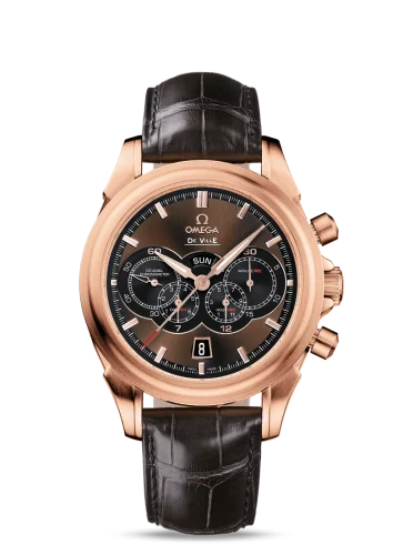 Omega De Ville Co-Axial 41 Chronograph 4 Counters Red Gold / Brown / Alligator