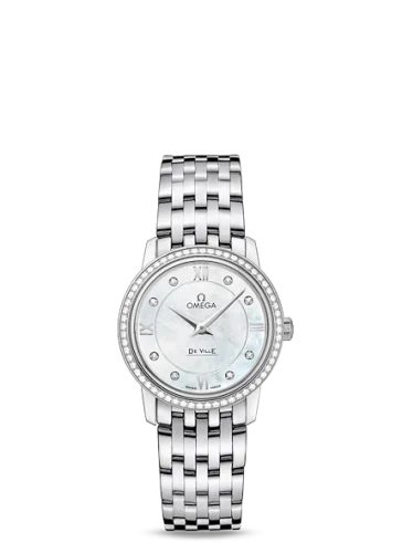 Omega - 424.15.27.60.55.001 De Ville Prestige Quartz 27.4 Stainless Steel / MOP / Bracelet / Diamond