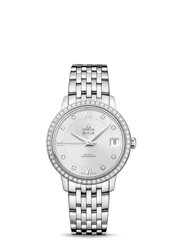 Omega - 424.15.33.20.52.001 De Ville Prestige Co-Axial 32.7 Stainless Steel / Diamond / Silver / Bracelet