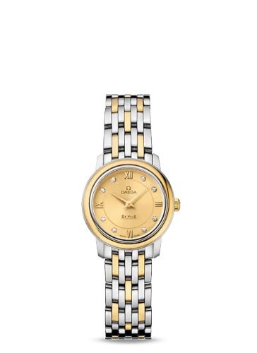 Omega - 424.20.24.60.58.001 De Ville  Prestige Quartz Ladies 24.5 Stainless Steel / Yellow Gold / Champagne  / Bracelet