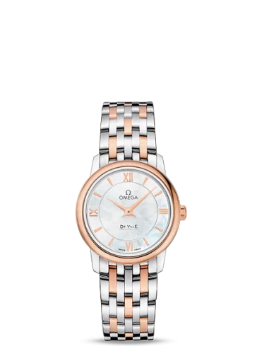 Omega - 424.20.27.60.05.002 De Ville Prestige Quartz 27.4 Stainless Steel / Red Gold / MOP / Bracelet