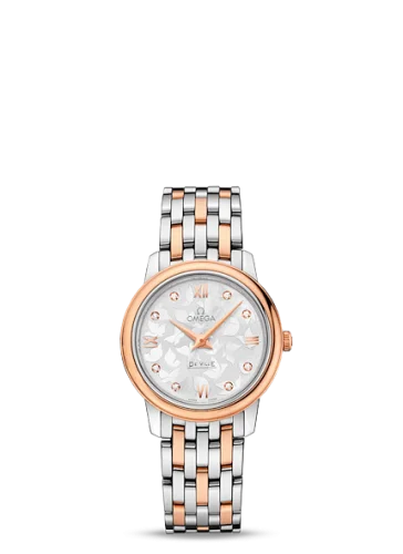 Omega - 424.20.27.60.52.002 De Ville Prestige Quartz 27.4 Stainless Steel / Red Gold / Silver Butterfly / Bracelet