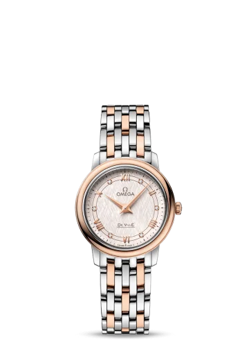 Omega - 424.20.27.60.52.003 De Ville Prestige Quartz 27.4 Stainless Steel / Red Gold / Vintage Silver Silk / Bracelet