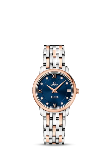 Omega - 424.20.27.60.53.001 De Ville Prestige Quartz 27.4 Stainless Steel / Red Gold / Blue / Bracelet