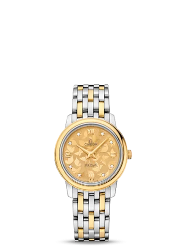 Omega - 424.20.27.60.58.002 De Ville Prestige Quartz 27.4 Stainless Steel / Yellow Gold / Champagne Butterfly / Bracelet