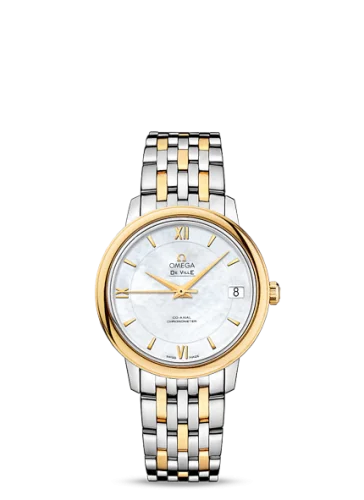 Omega - 424.20.33.20.05.001 De Ville Prestige Co-Axial 32.7 Stainless Steel / Yellow Gold / MOP / Bracelet