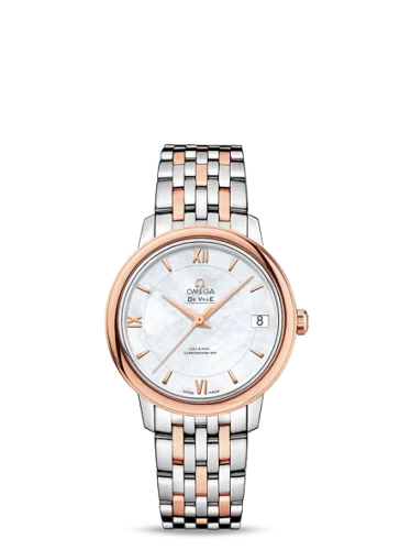 Omega - 424.20.33.20.05.002 De Ville Prestige Co-Axial 32.7 Stainless Steel / Red Gold / MOP / Bracelet