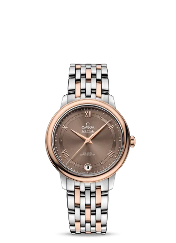 Omega - 424.20.33.20.13.001 De Ville Prestige Co-Axial 32.7 Stainless Steel / Red Gold / Brown / Bracelet
