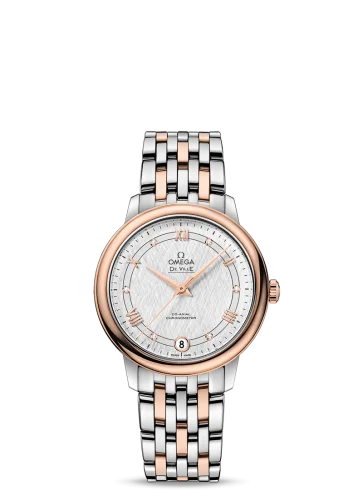 Omega - 424.20.33.20.52.002 De Ville Prestige Co-Axial 32.7 Stainless Steel / Red Gold / Vintage Silk Silver / Bracelet