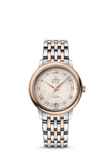 Omega - 424.20.33.20.52.003 De Ville Prestige Co-Axial 32.7 Stainless Steel / Red Gold / Vintage Silver Silk / Bracelet
