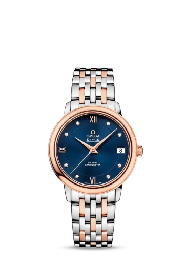 Omega - 424.20.33.20.53.001 De Ville Prestige Co-Axial 32.7 Stainless Steel / Red Gold / Blue / Bracelet