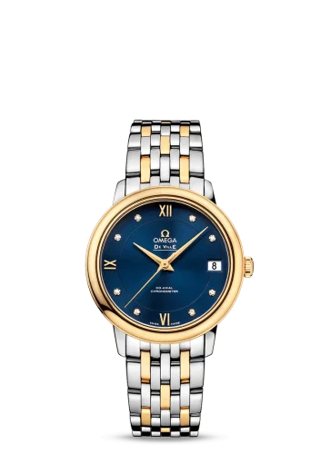 Omega - 424.20.33.20.53.002 De Ville Prestige Co-Axial 32.7 Stainless Steel / Yellow Gold / Blue / Bracelet