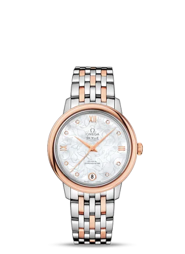 Omega - 424.20.33.20.55.001 De Ville Prestige Co-Axial 32.7 Stainless Steel / Red Gold / MOP Butterfly / Bracelet