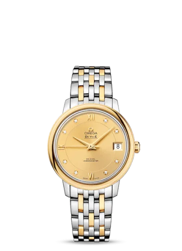 Omega - 424.20.33.20.58.001 De Ville Prestige Co-Axial 32.7 Stainless Steel / Yellow Gold / Champagne / Bracelet