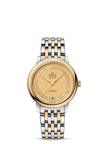 Omega - 424.20.33.20.58.003 De Ville Prestige Co-Axial 32.7 Stainless Steel / Yellow Gold / Vintage Champagne Silk / Bracelet
