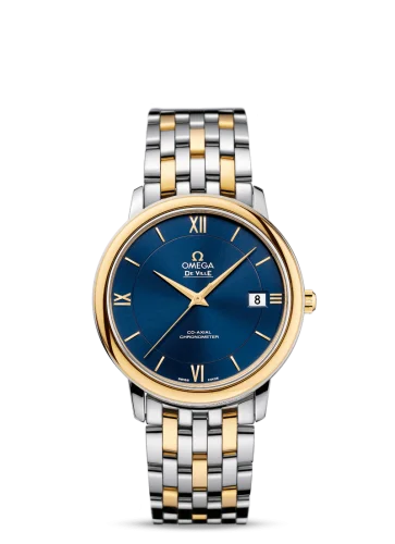 Omega - 424.20.37.20.03.001 De Ville Prestige Co-Axial 36.8 Stainless Steel / Yellow Gold / Blue / Bracelet
