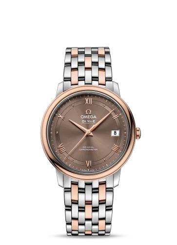 Omega - 424.20.37.20.13.001 De Ville Prestige Co-Axial 36.8 Stainless Steel / Red Gold / Vintage Brown / Bracelet