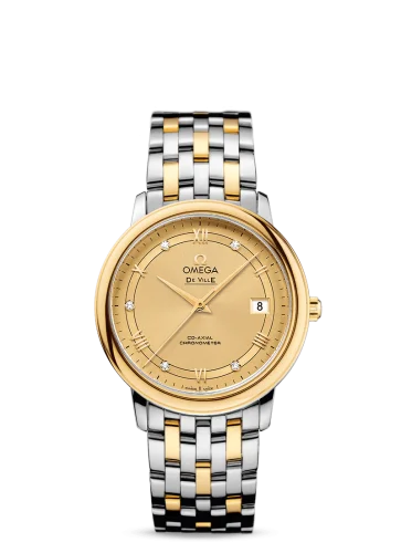 Omega - 424.20.37.20.58.002 De Ville Prestige Co-Axial 36.8 Stainless Steel / Yellow Gold / Vintage Champagne / Bracelet