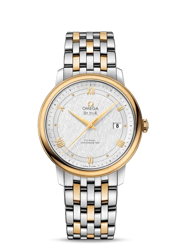 Omega - 424.20.40.20.02.001 De Ville Prestige Co-Axial 39.5 Stainless Steel / Yellow Gold / Vintage Silk Silver / Bracelet